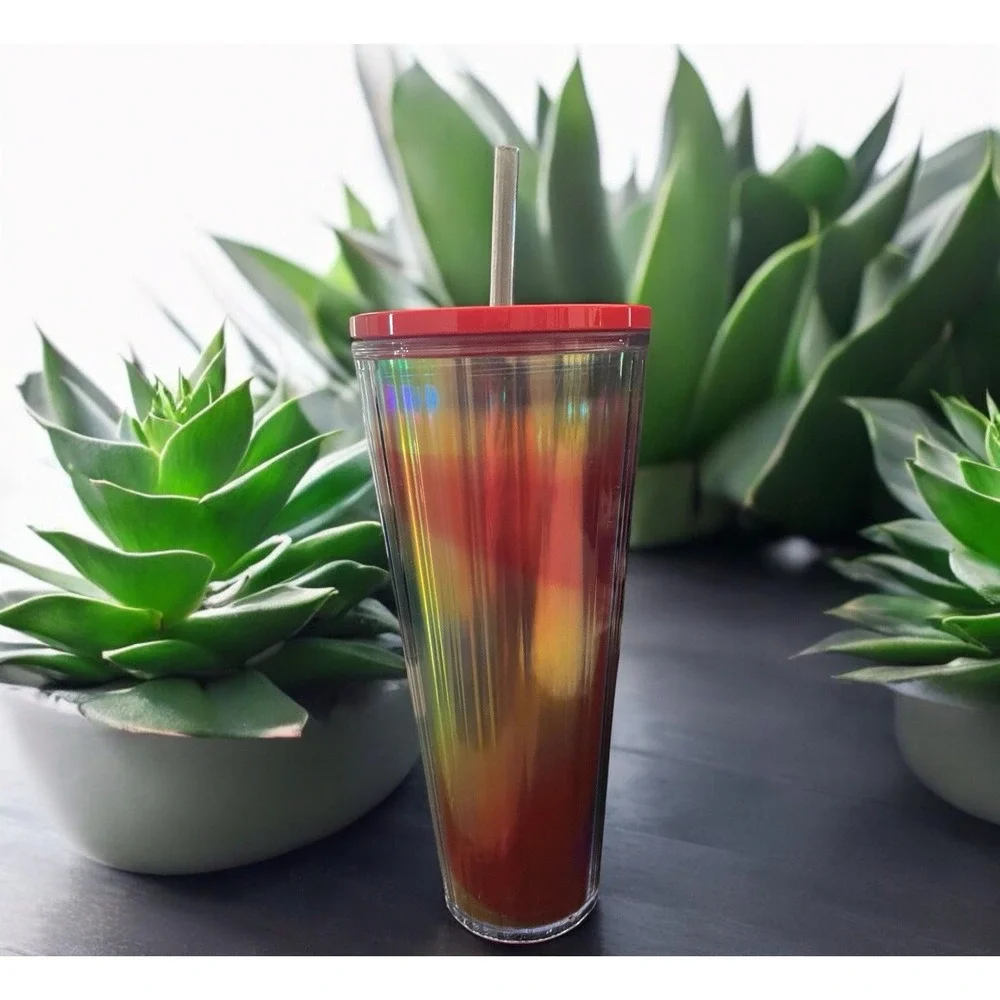 Starbucks 2021 Summer Kaleidoscope Rainbow‎ Iridescent Tumbler 24 oz Lid - Picture 4 of 8